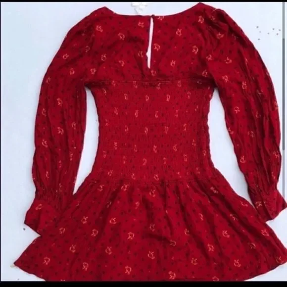 FREE PEOPLE TWO FACES PRINTED MINI DRESS RUBY M - Picture 2 of 4